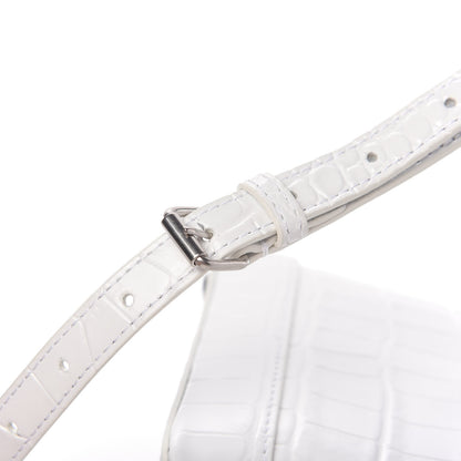 Balenciaga Calfskin Crocodile Embossed XXS Ville Top Handle Bag White Black 11 of 11