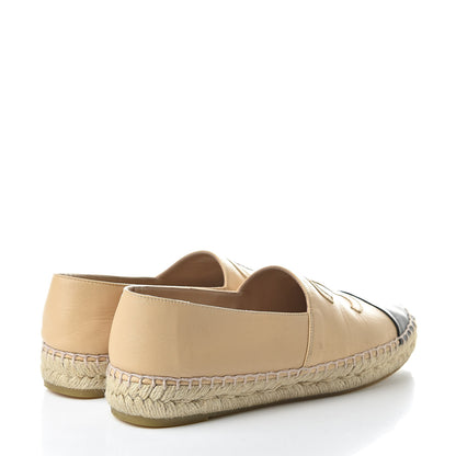 Chanel Lambskin CC Espadrilles 38 Beige Black 4 of 12