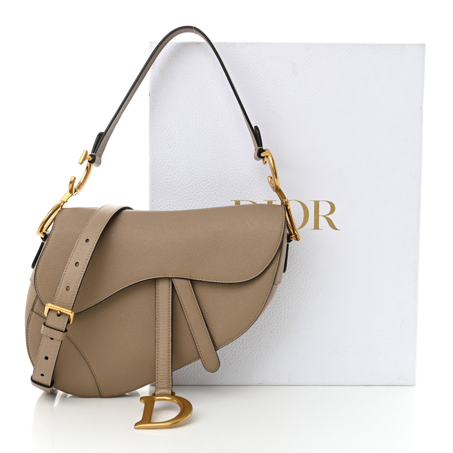 Christian Dior Grained Calfskin Saddle Bag With Strap Warm Taupe 13 of 13