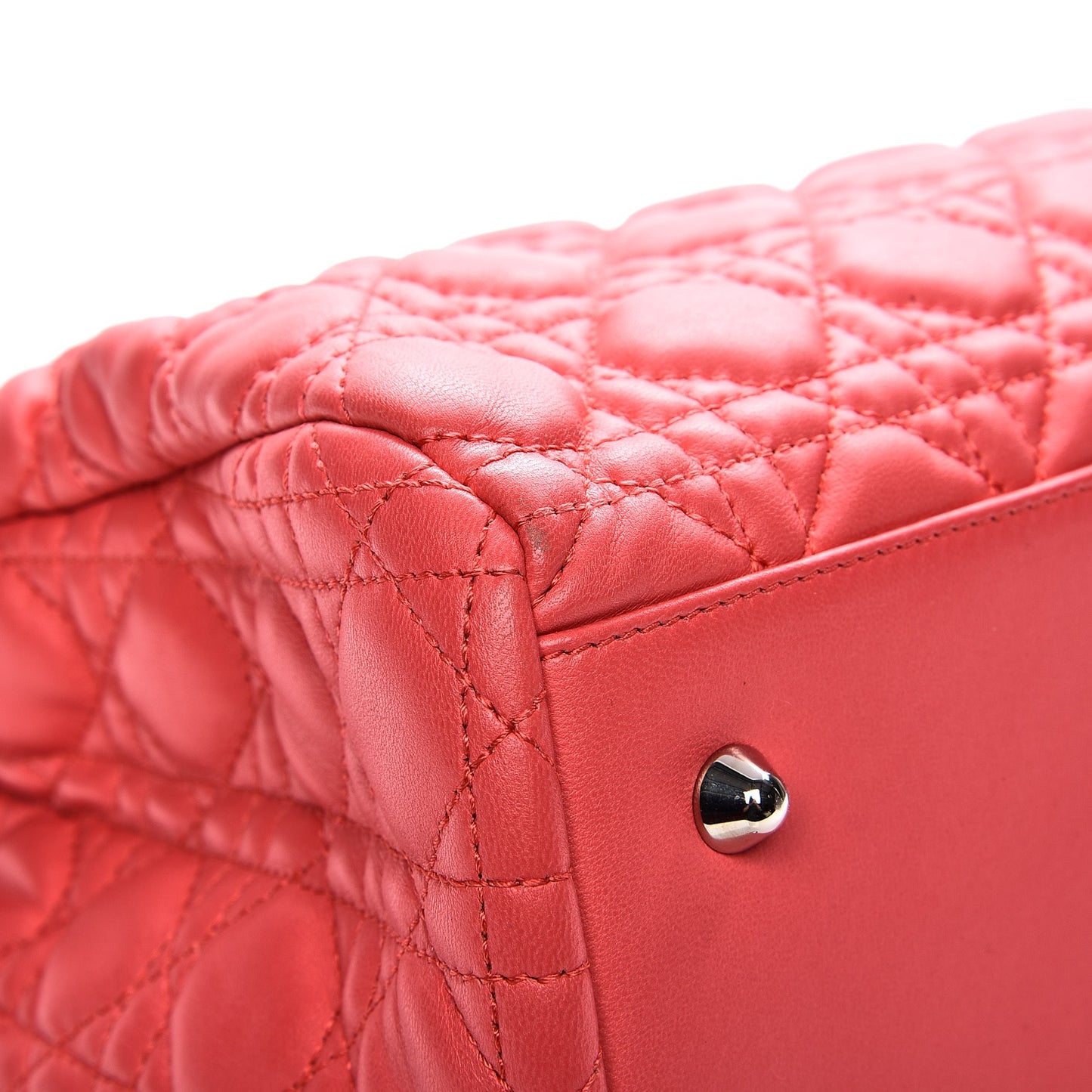 Lambskin Cannage Large Dior Soft Shopping Tote Coral