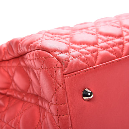 Christian Dior Lambskin Cannage Large Dior Soft Shopping Tote Coral 8 of 11