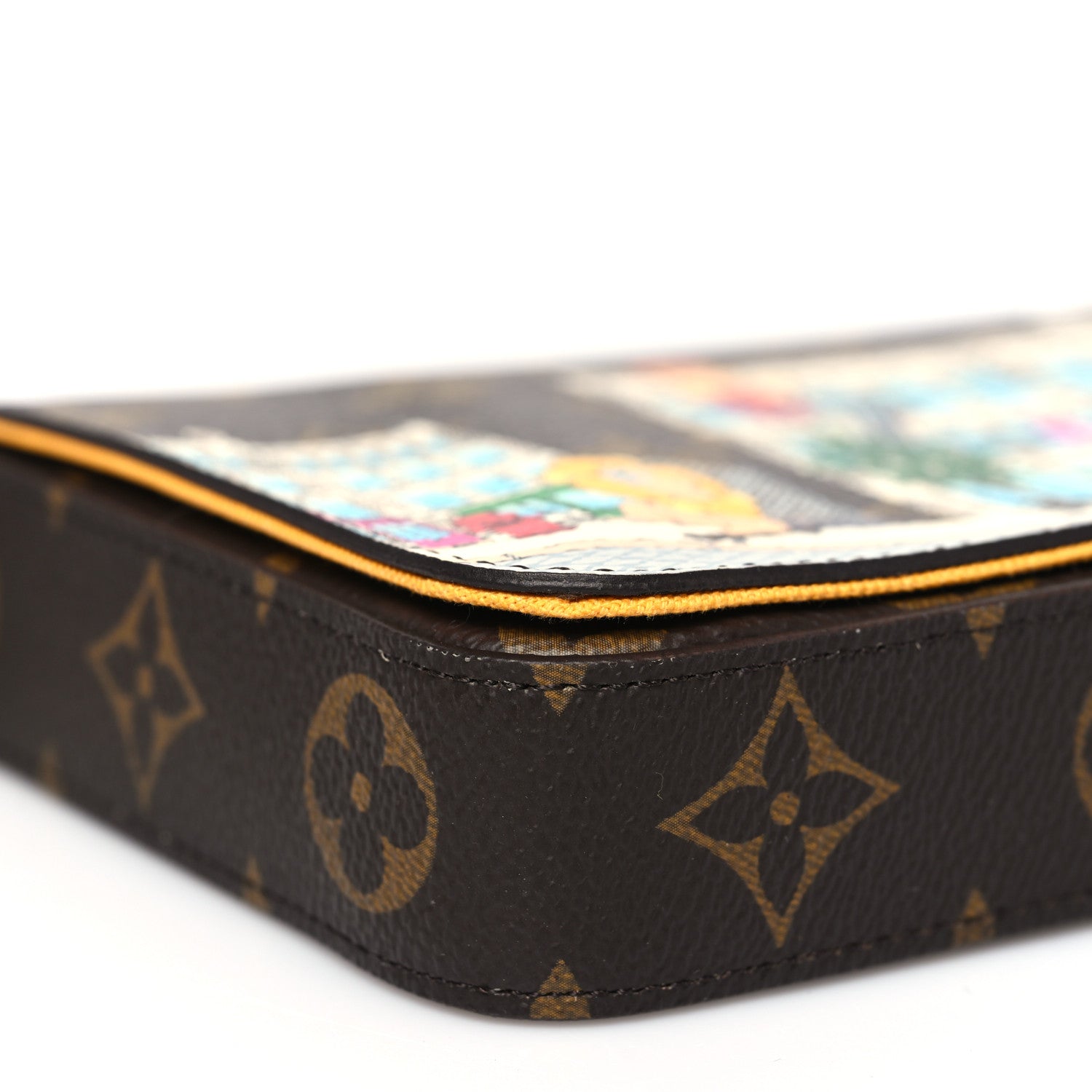 Louis Vuitton Monogram 2022 Christmas Animation New York Soho Pochette Felicie Chain Wallet Yellow 9 of 10