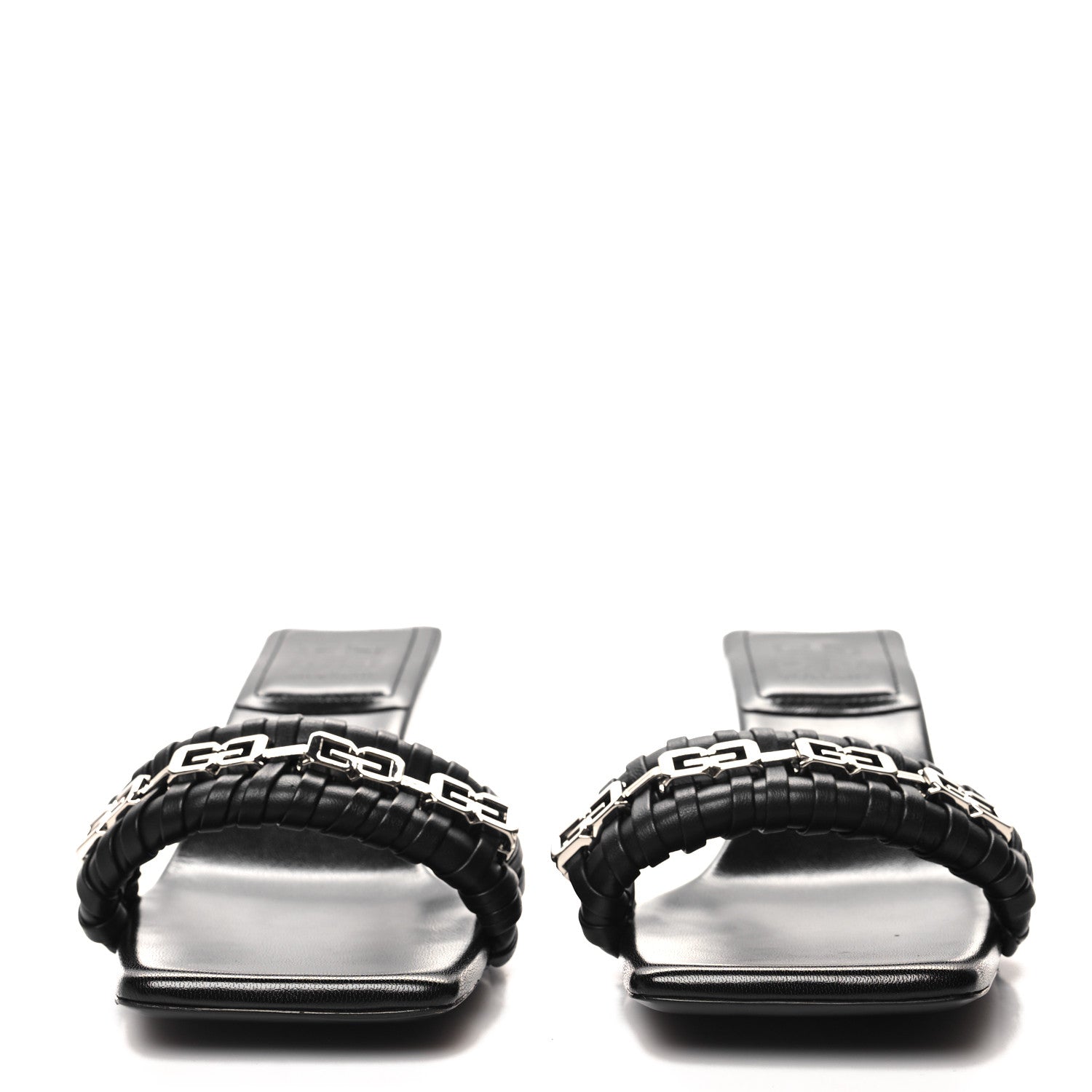 Givenchy Woven Lambskin G Chain 50mm Kitten Heel Sandals 39 Black 2 of 8