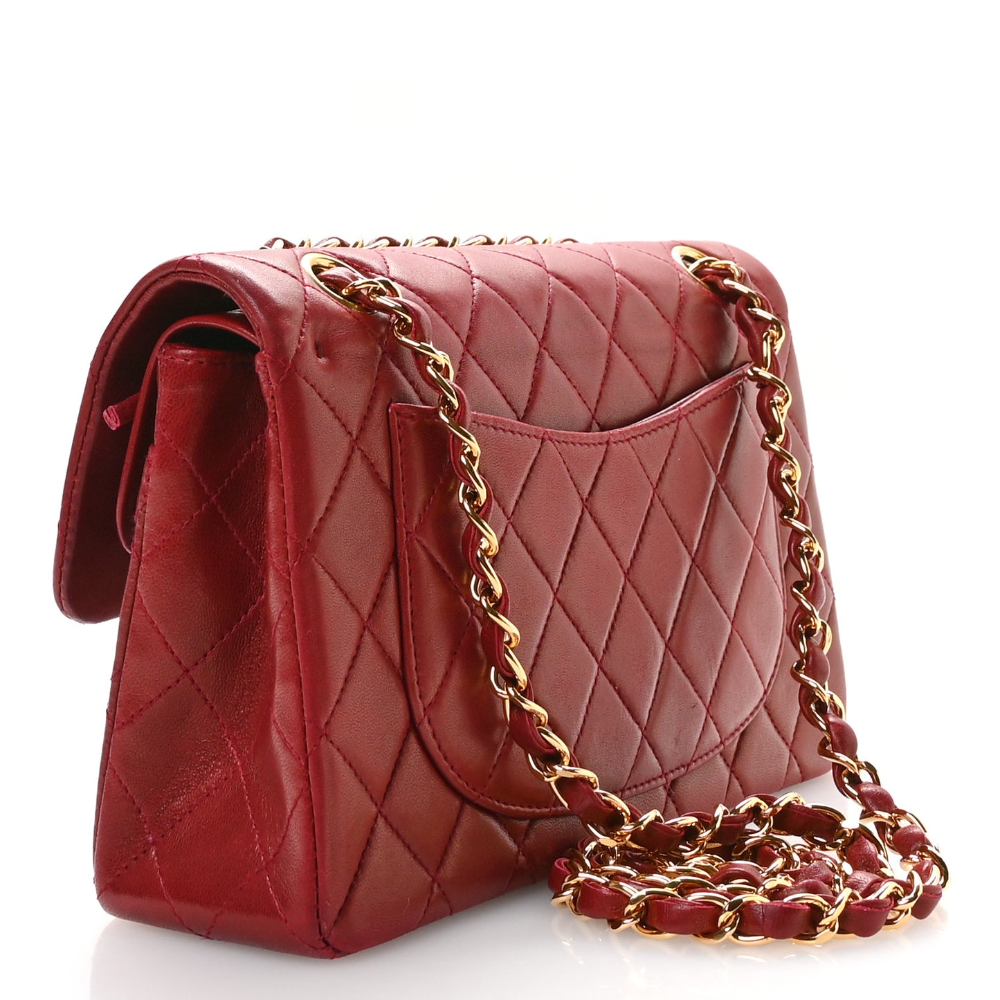 Lambskin Quilted Small Double Flap Red