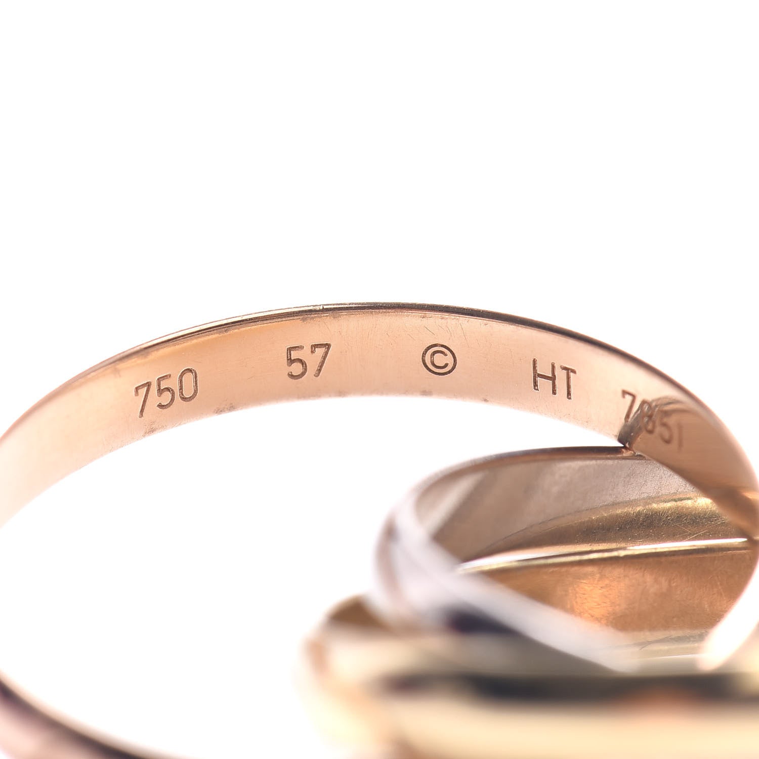 Cartier 18K Pink Yellow White Gold Small Trinity Ring 57 8 4 of 5