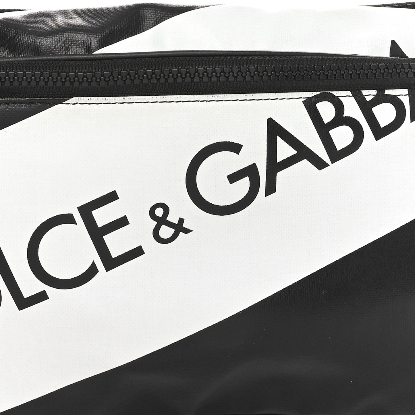 Coated Canvas Nylon Logo Belt Bag Black White