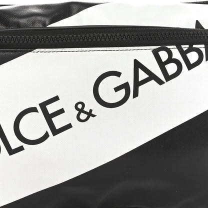 Dolce & Gabbana Coated Canvas Nylon Logo Belt Bag Black White 7 of 9