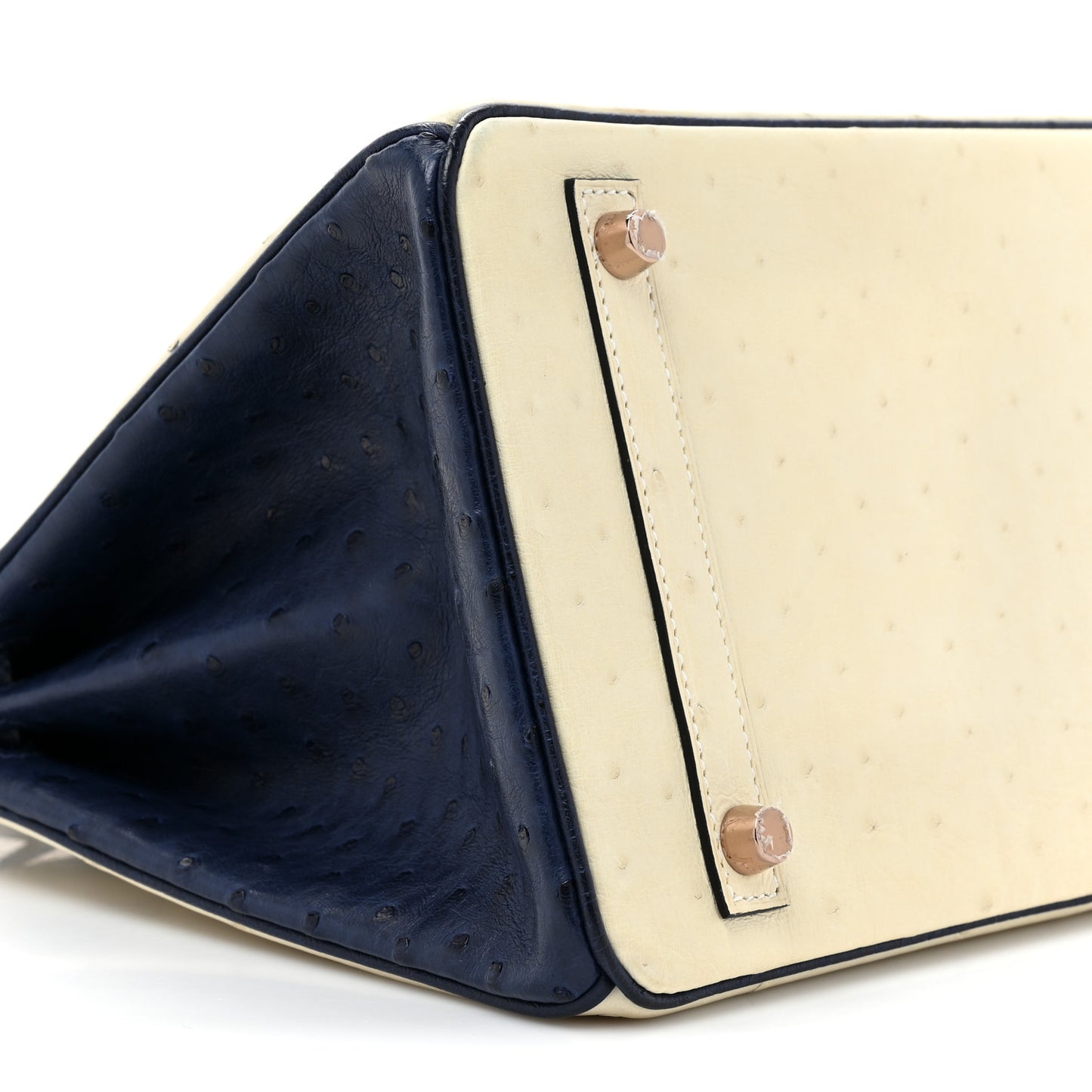 Ostrich Horseshoe Birkin 30 Craie Bleu Iris