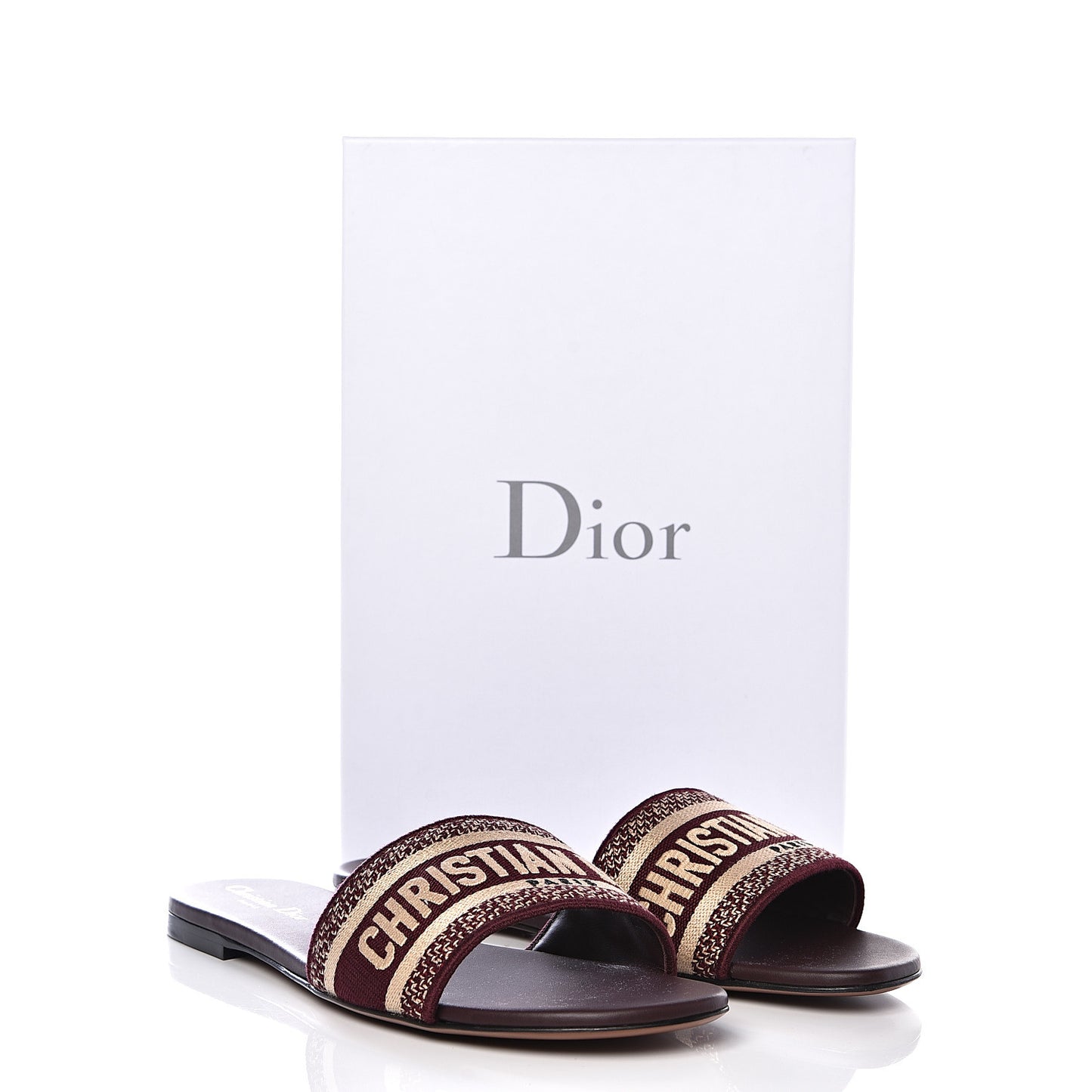 Canvas Embroidered Dway Mules Slide Sandals 40.5 Burgundy
