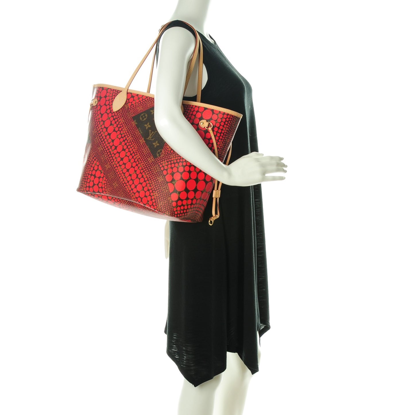 Monogram Kusama Waves Neverfull MM Red