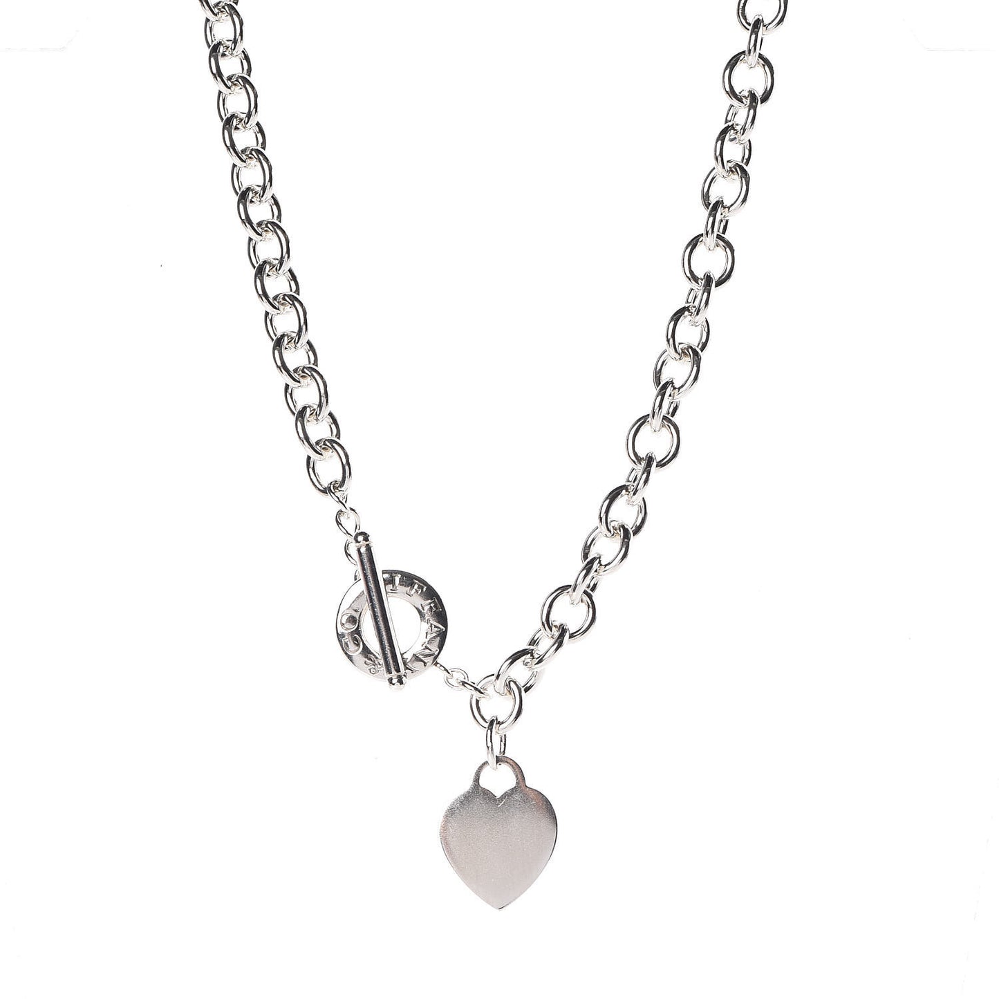 Sterling Silver Heart Tag Toggle Necklace