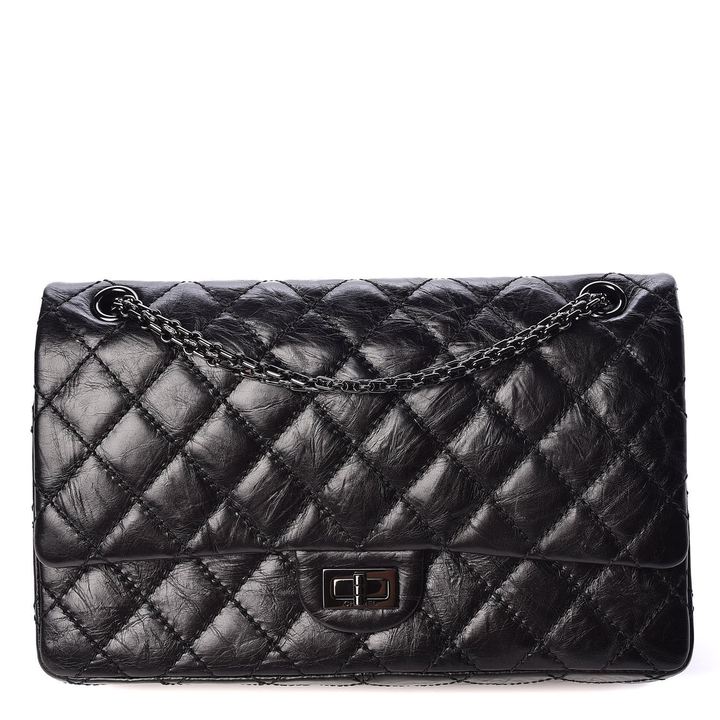 Aged Calfskin Quilted 2.55 Reissue 226 Flap So Black