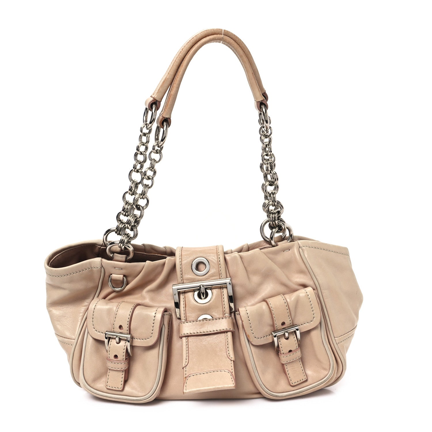 Prada Soft Calf Pocket Shoulder Bag Cipria Talco 1 of 12