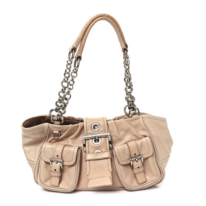 Prada Soft Calf Pocket Shoulder Bag Cipria Talco 1 of 12