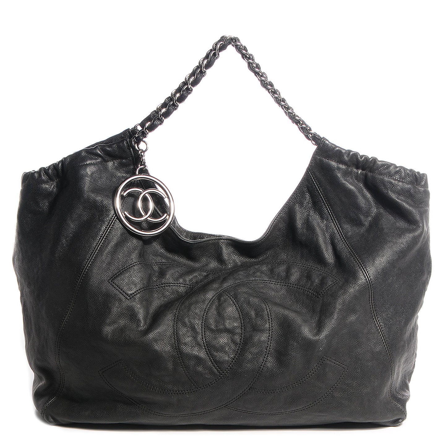 Distressed Caviar XL Coco Cabas Black
