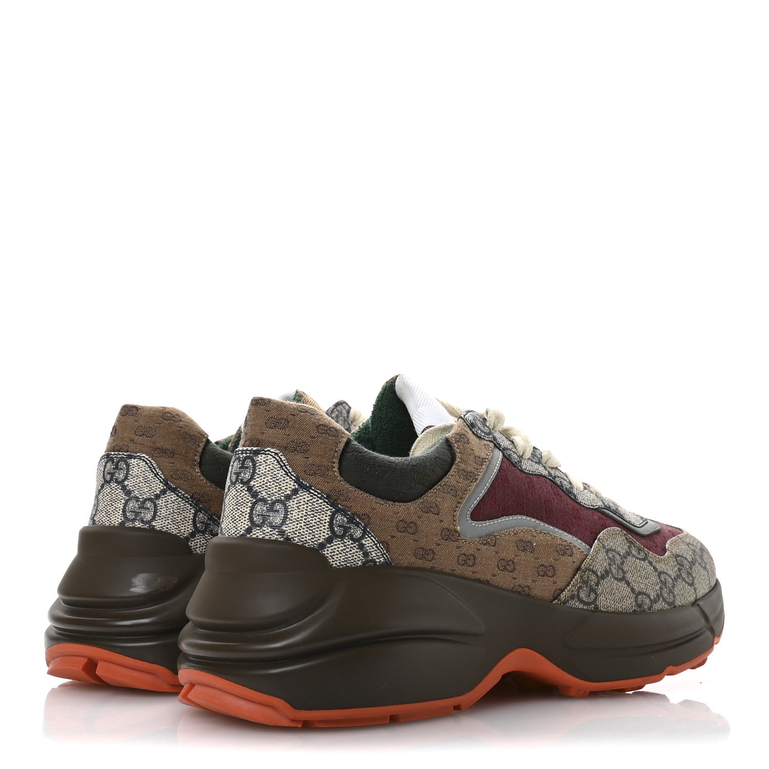 Gucci GG Supreme Monogram Mix Monogram Womens Rhyton Sneakers 40.5 Bordeaux Beige Ebony 5 of 9