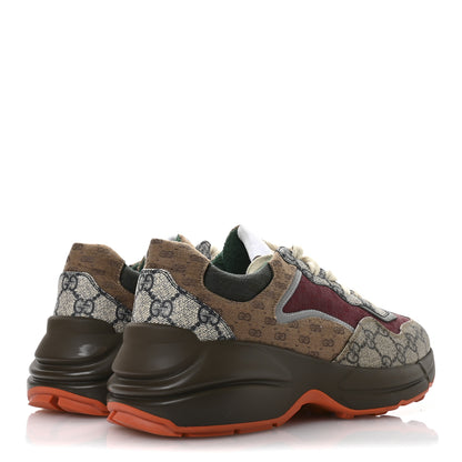 Gucci GG Supreme Monogram Mix Monogram Womens Rhyton Sneakers 40.5 Bordeaux Beige Ebony 5 of 9