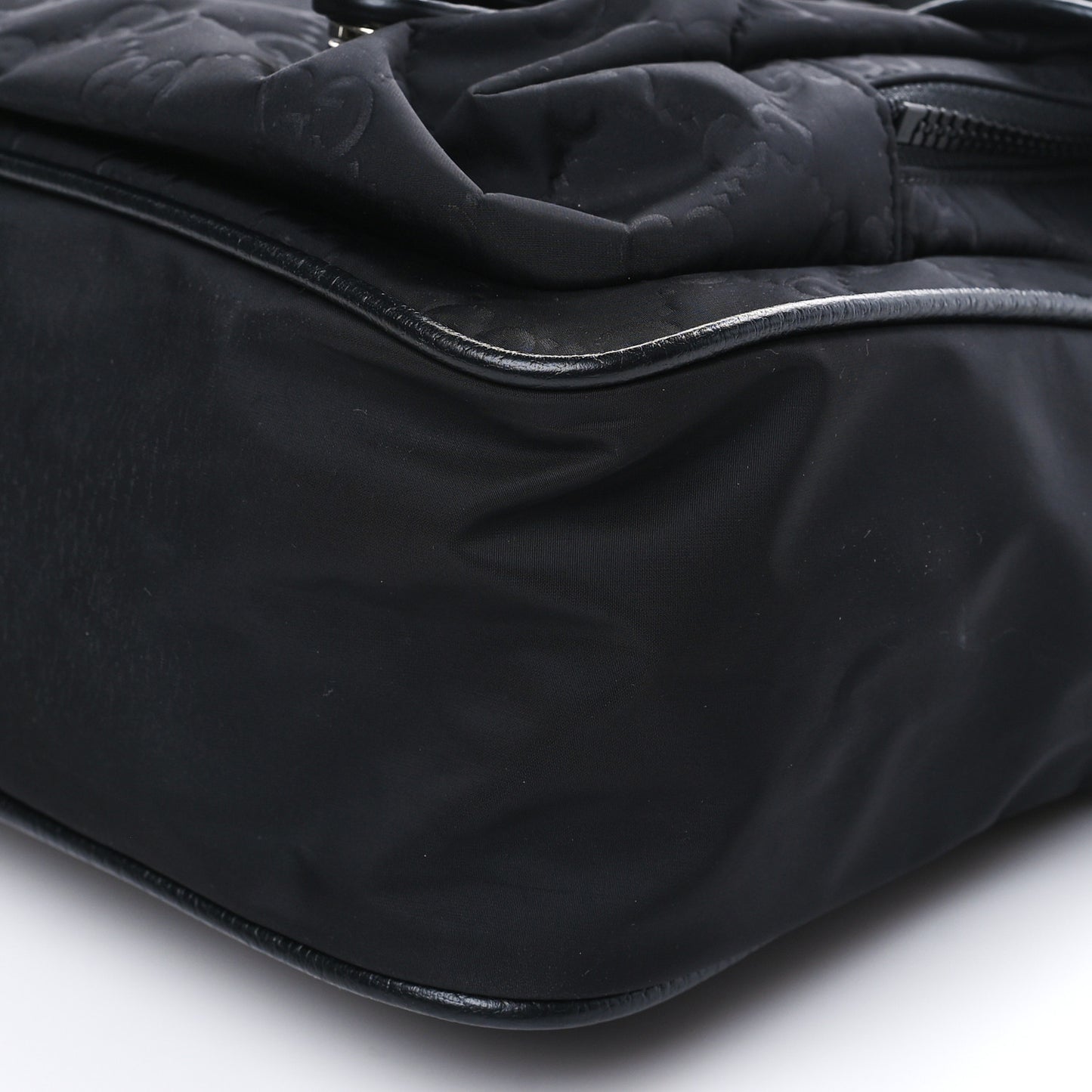 Nylon Monogram Double Buckle Flap Messenger Bag Black