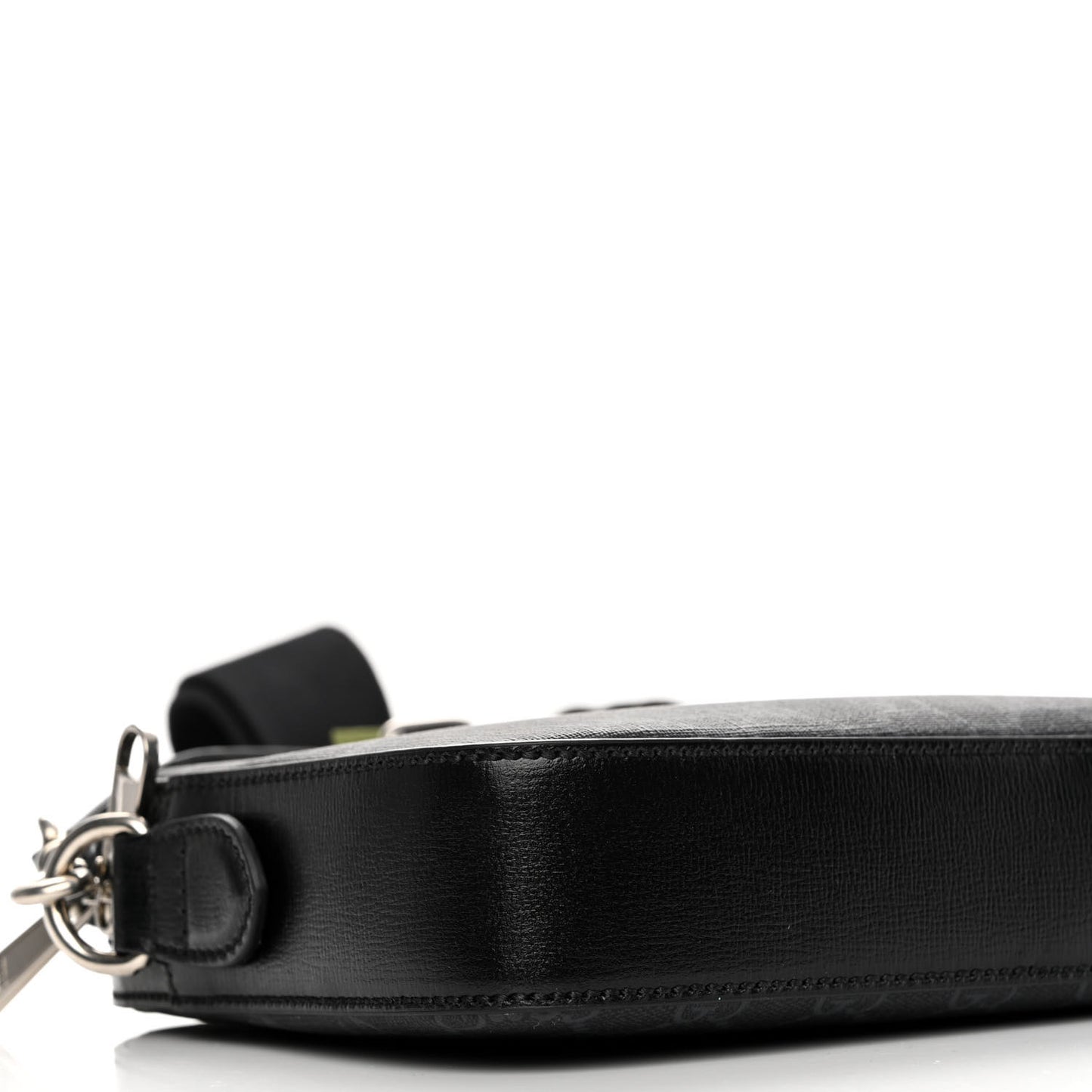 GG Supreme Monogram Azalea Calfskin Retro Interlocking G Wristlet Shoulder Bag Black
