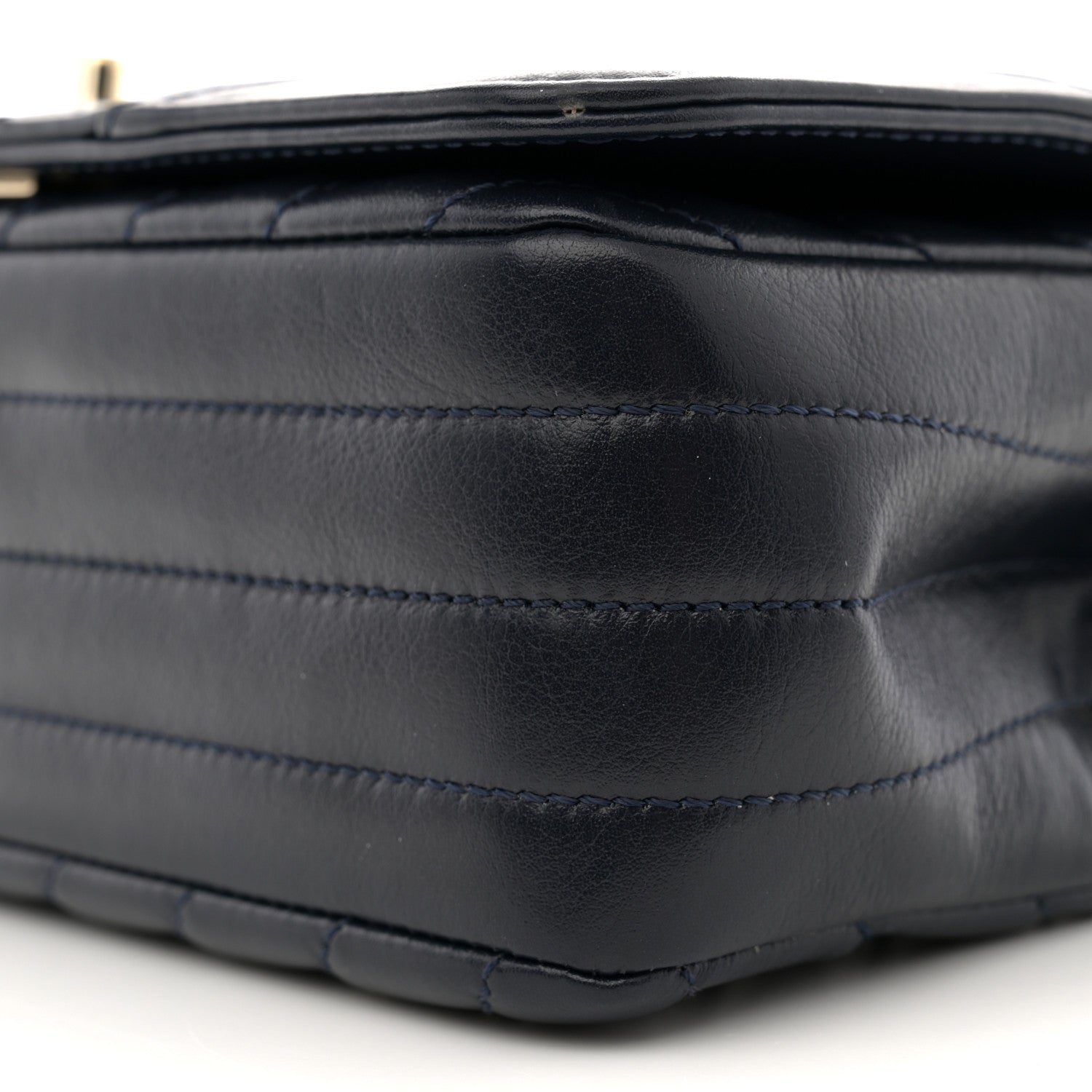 Chanel Calfskin Chevron Quilted Mini Statement Flap Navy Blue 10 of 12