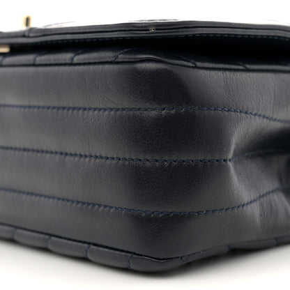Chanel Calfskin Chevron Quilted Mini Statement Flap Navy Blue 10 of 12