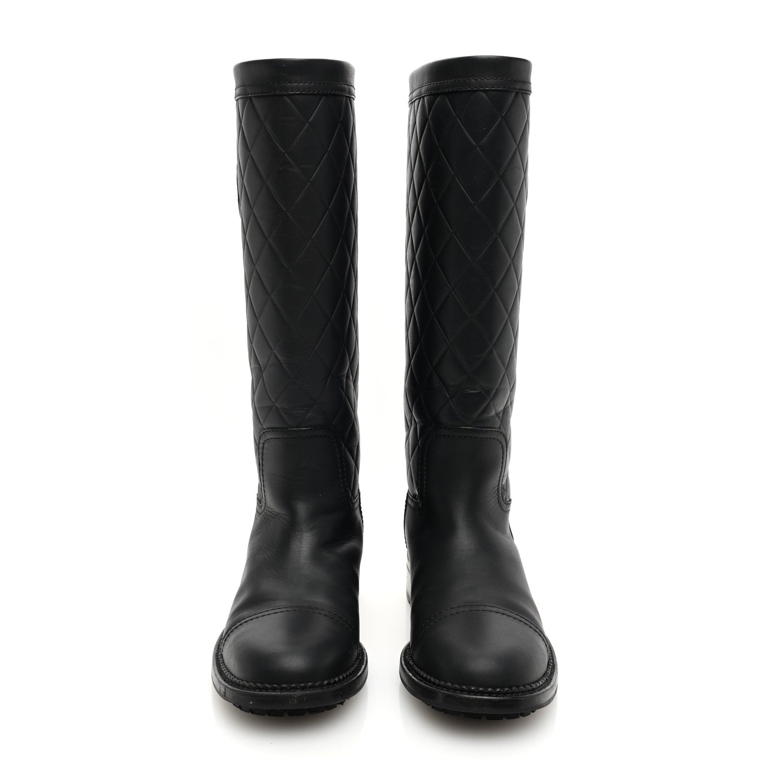 Chanel Oily Calfskin Quilted High Boots 37 Black 3 of 8