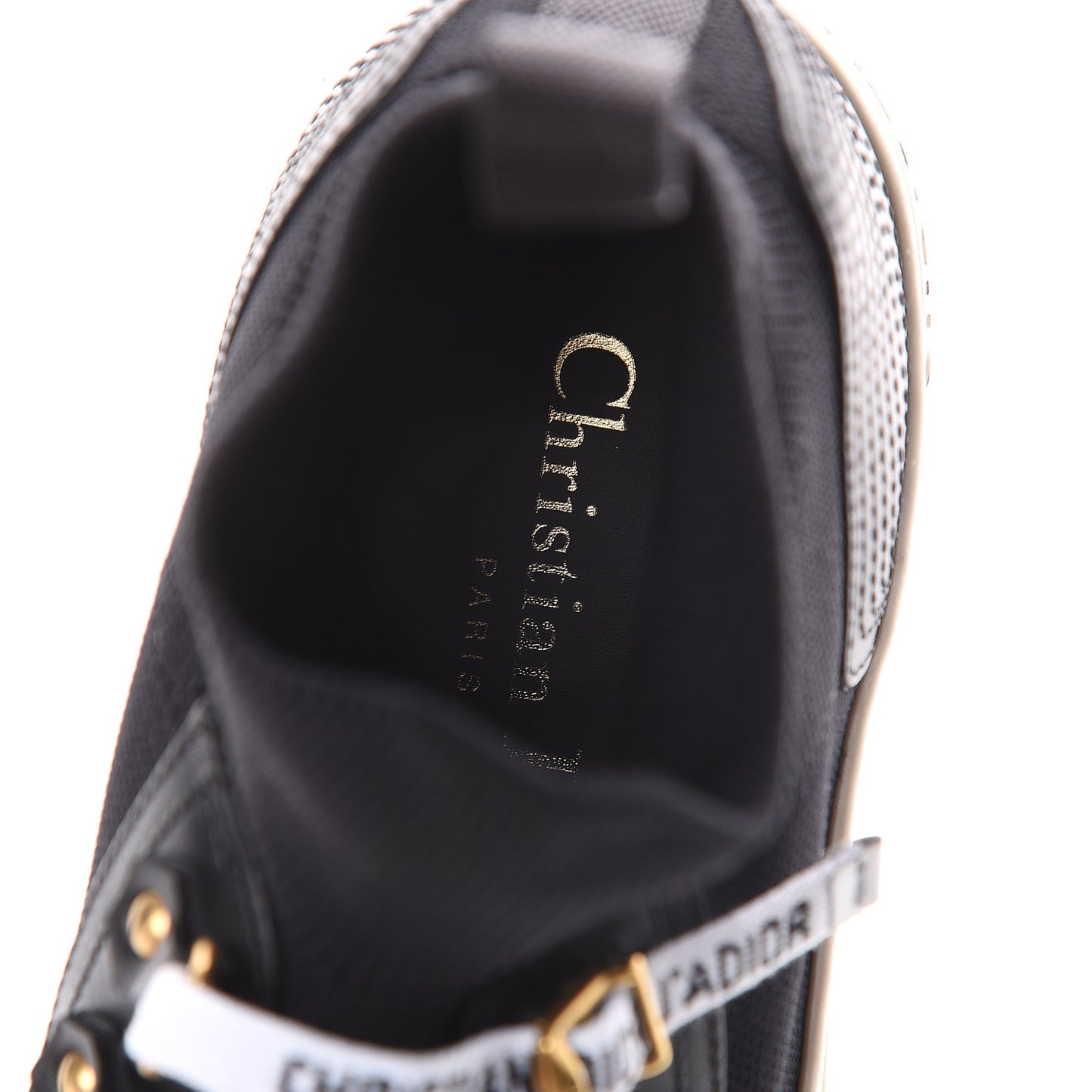 Technical Mesh Calfskin Womens Walk'N'Dior High Top Sneaker 35.5 Black