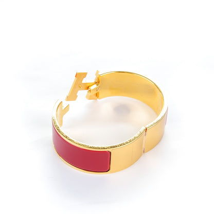 Hermes Enamel Wide Clic Clac H Bracelet PM Rouge H 4 of 5