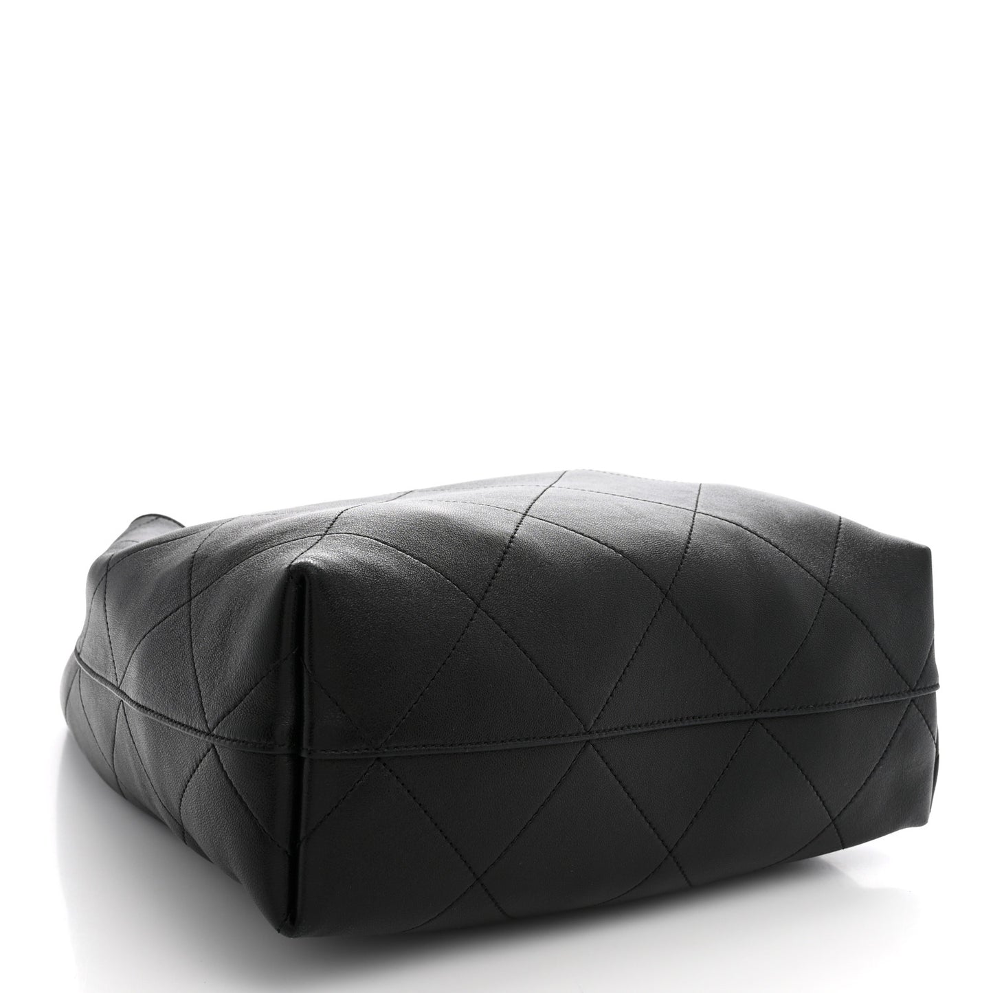Shiny Lambskin Quilted Medium Hobo Black