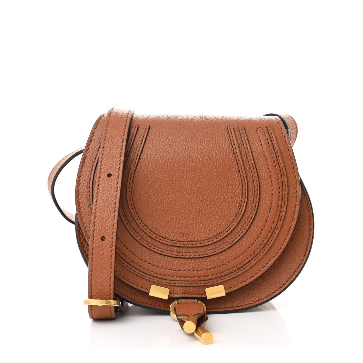 Chloe Calfskin Mini Marcie Round Crossbody Bag Tan 1 of 11