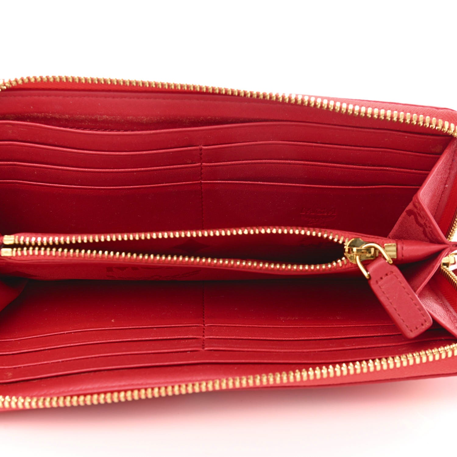 MCM Visetos Studded Zip Around Wristlet Wallet Red 5 of 12