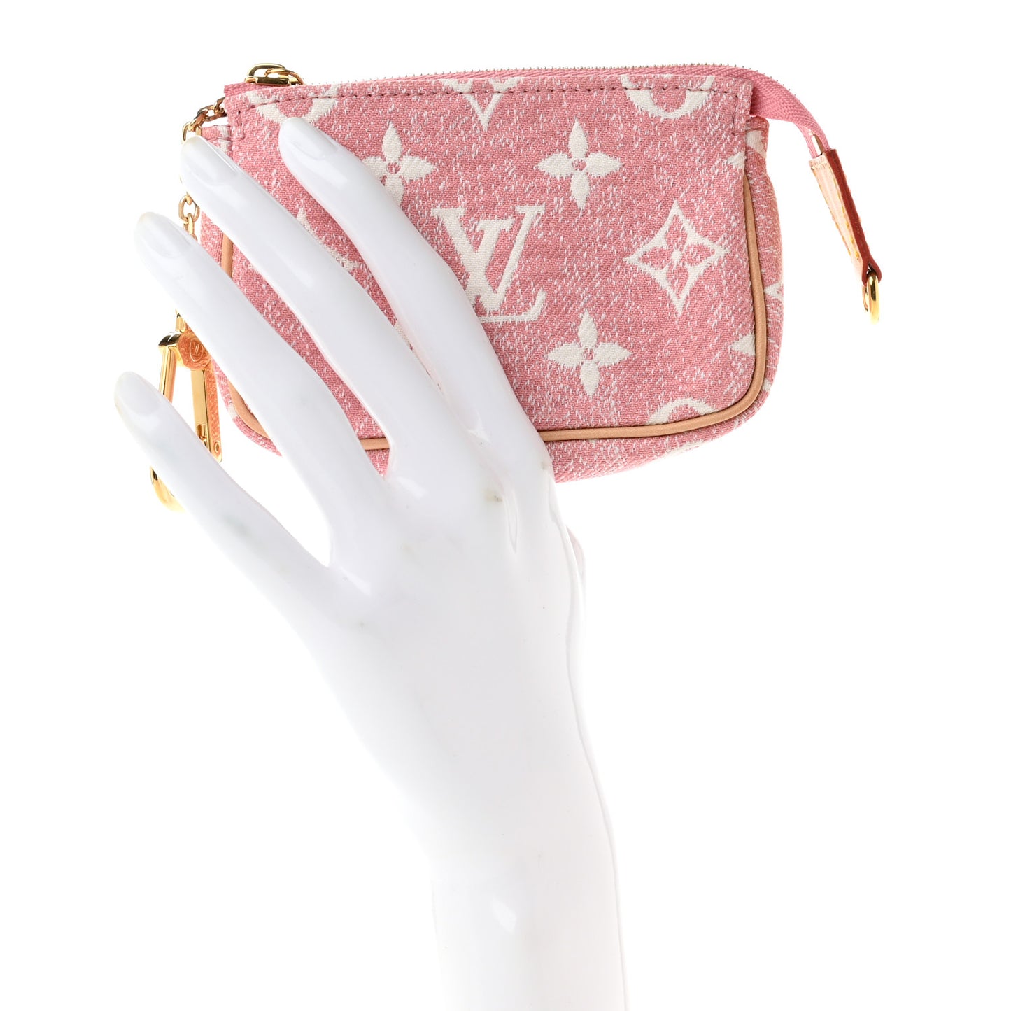 Denim Jacquard Monogram Micro Pochette Accessories Rose