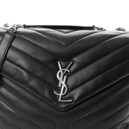 Saint Laurent Calfskin Y Quilted Monogram Medium Loulou Chain Satchel Black 9 of 11