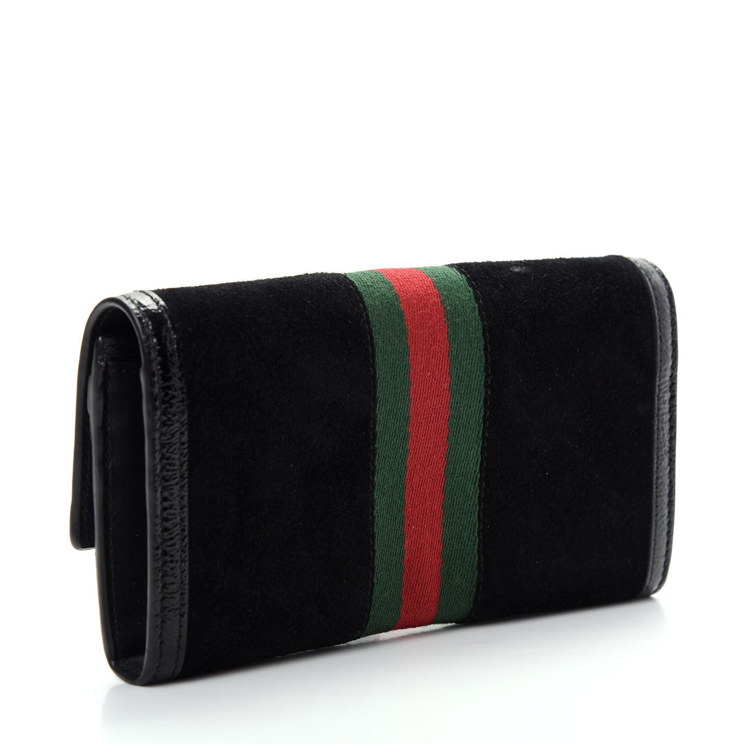 Suede Patent GG Web Ophidia Continental Wallet Black