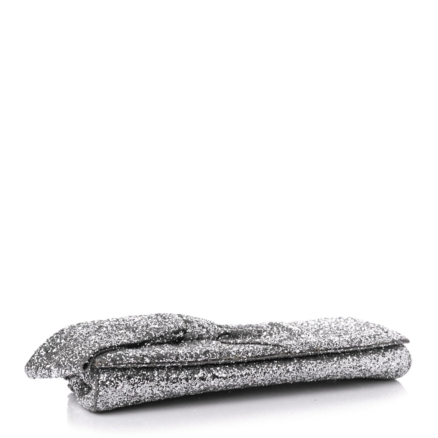 Glitter Fabric Aionoeud Bow Clutch Silver