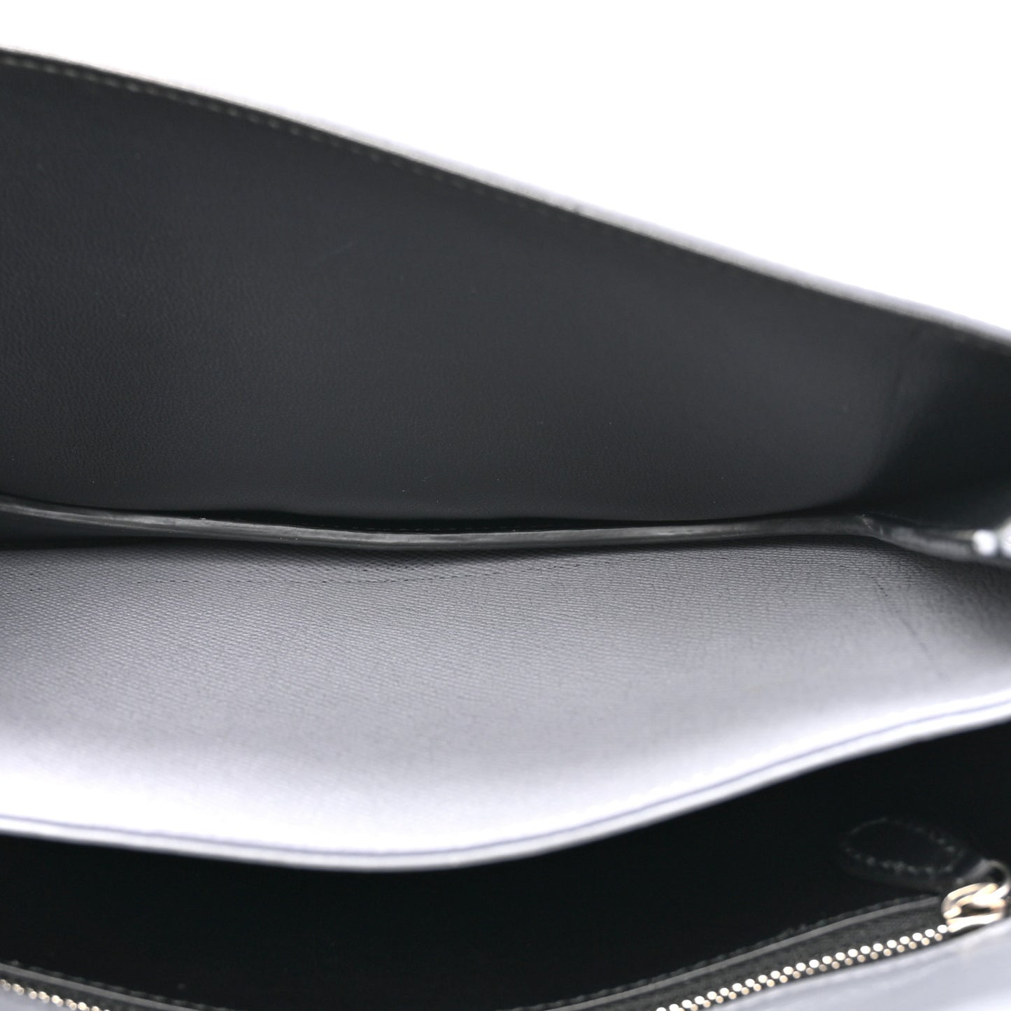 Signature Grained Calfskin Logo S Ville Day Bag Gris Perle Fonce White