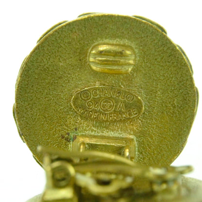 Chanel CC Clip On Earrings Black Gold 4 of 4