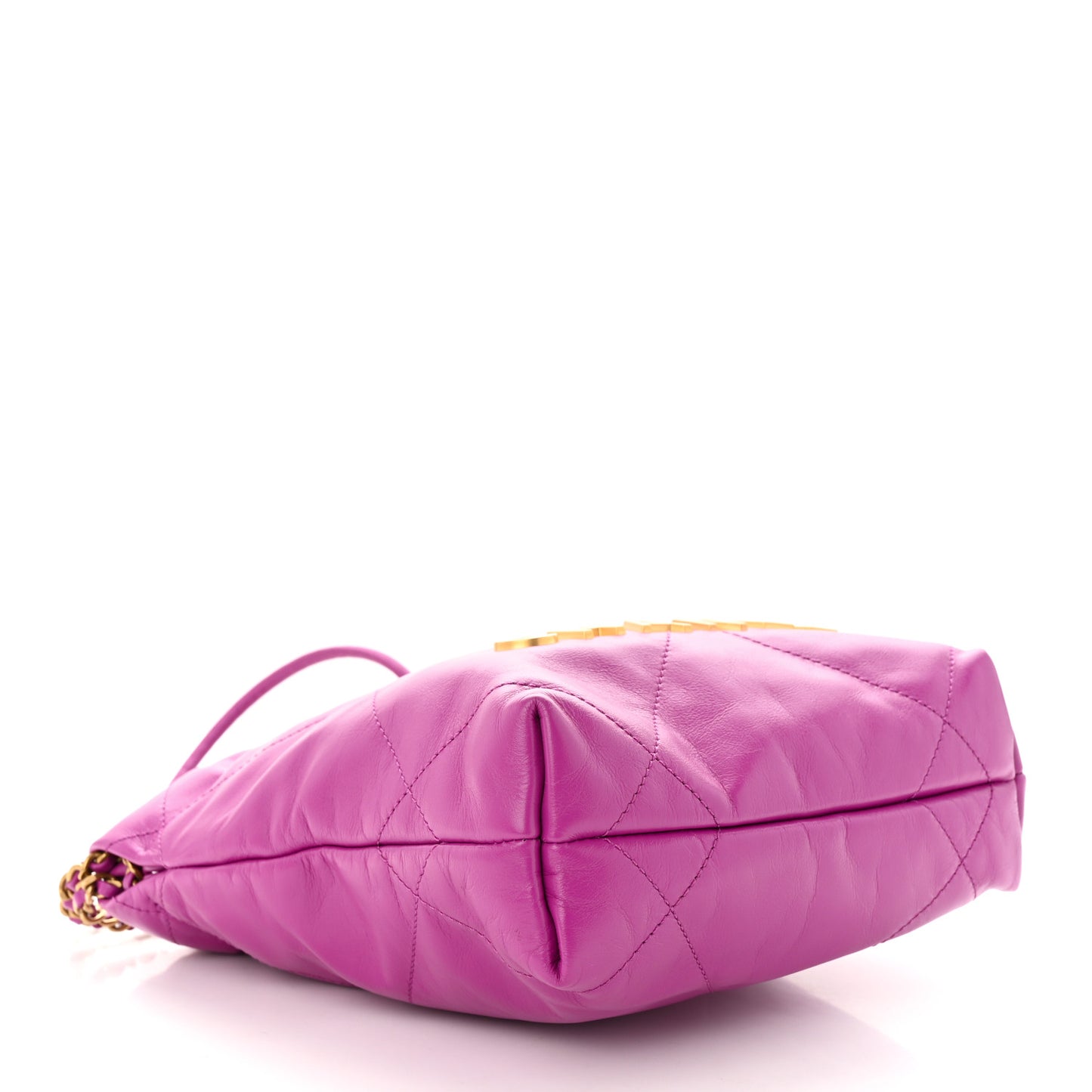 Shiny Calfskin Quilted Mini Chanel 22 Purple