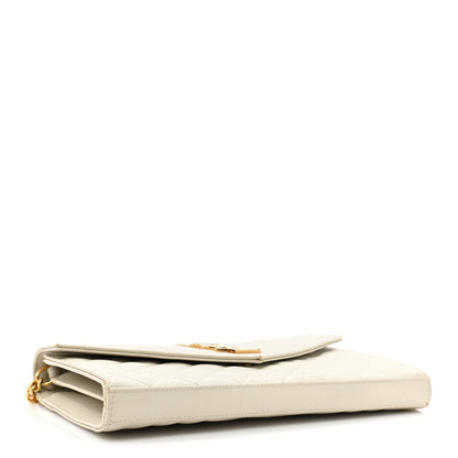 Saint Laurent Grain De Poudre Mixed Matelasse Triquilt Monogram Chain Wallet Blanc Vintage 4 of 15