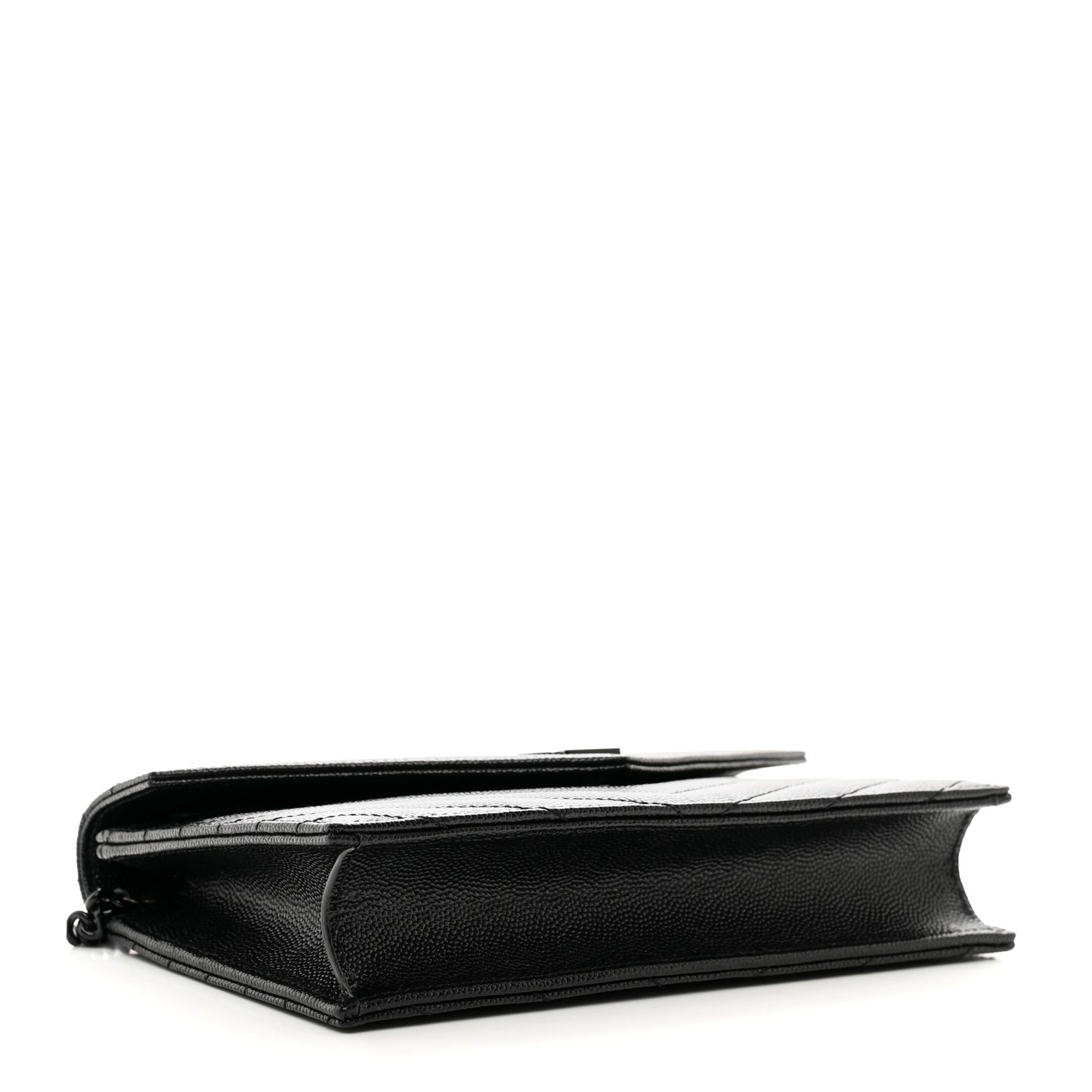 Grain De Poudre Matelasse Chevron Monogram Monochrome Envelope Chain Wallet Black