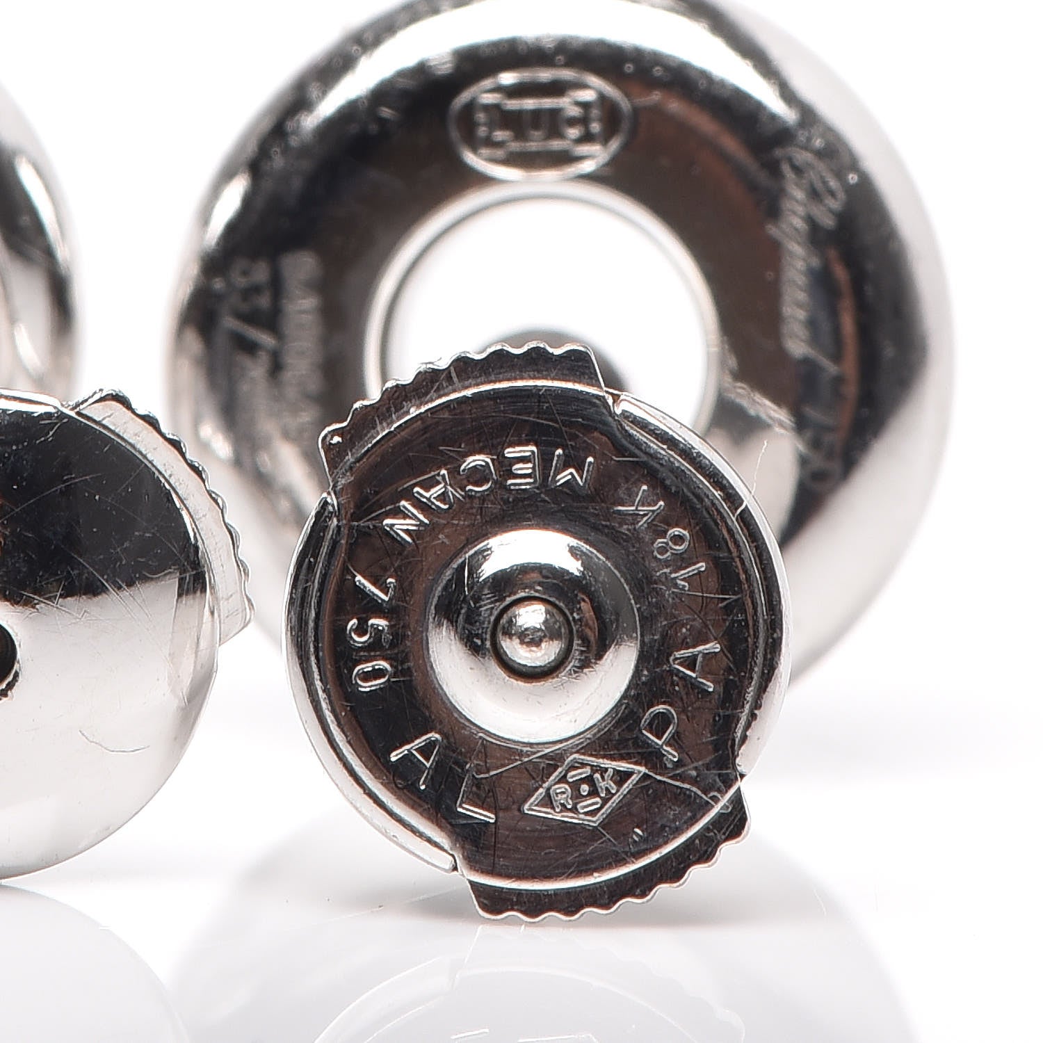 Chopard 18K White Gold Happy Diamonds Round Stud Earrings 4 of 6
