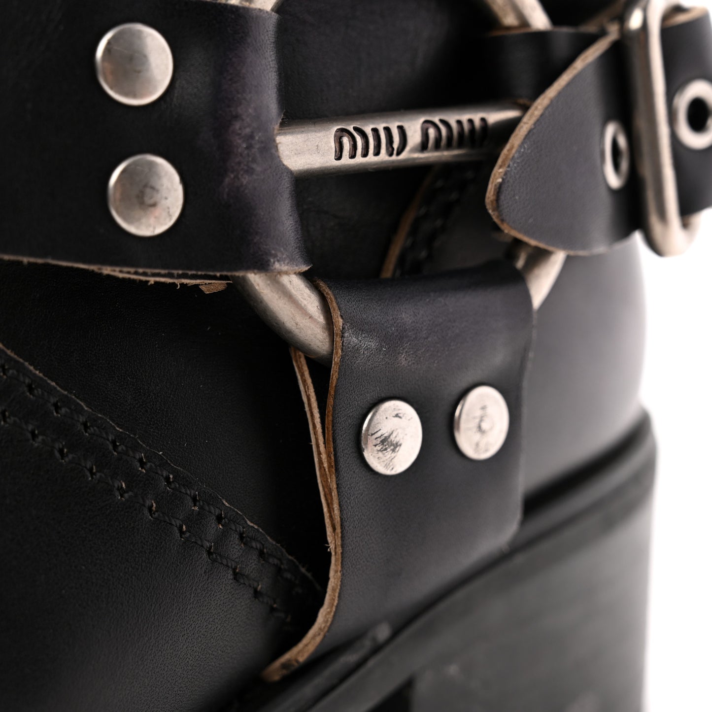 Calfskin Harness Enigneer Boots 40 Black