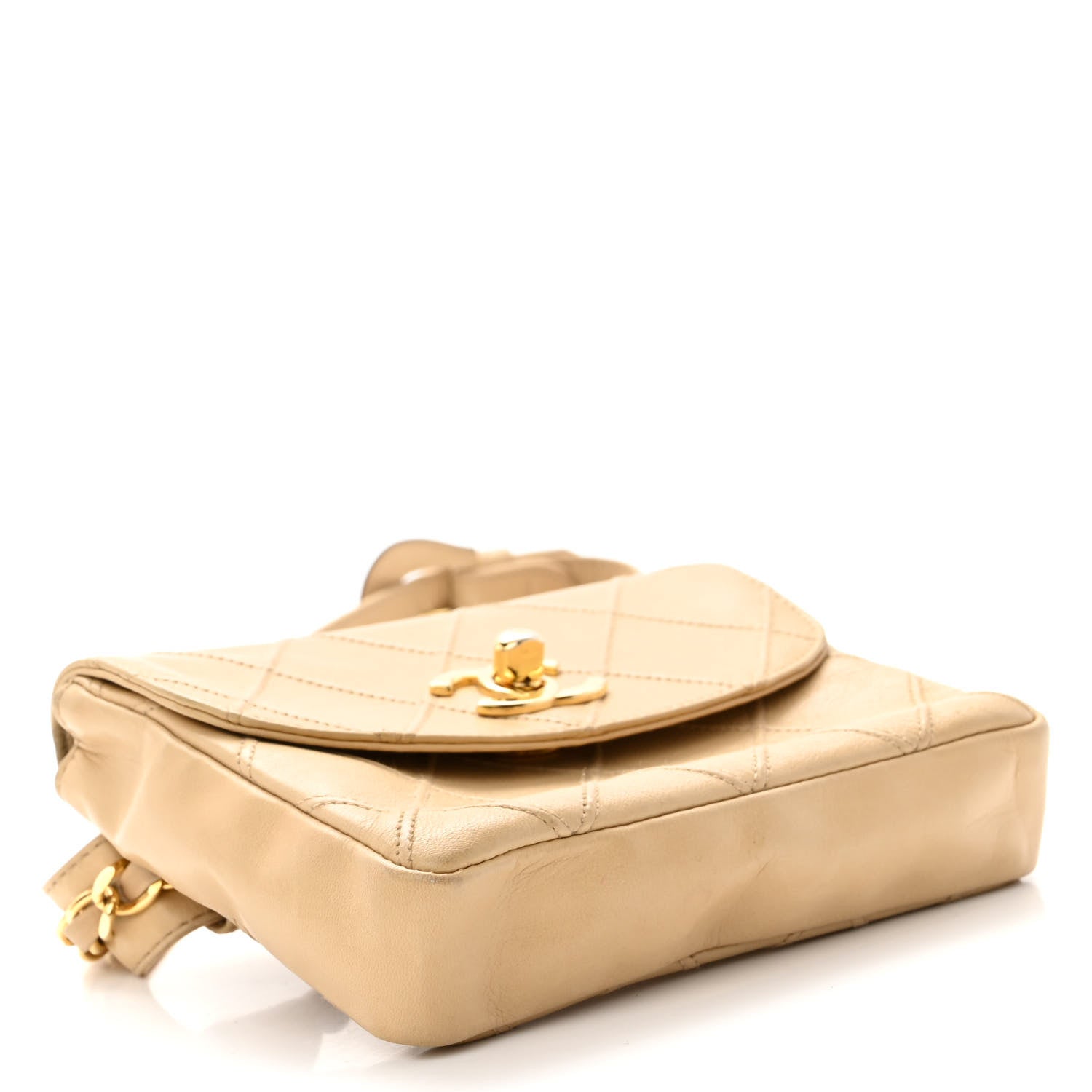 Chanel Lambskin Quilted Flap Waist Belt Bag 65 26 Beige 4 of 11