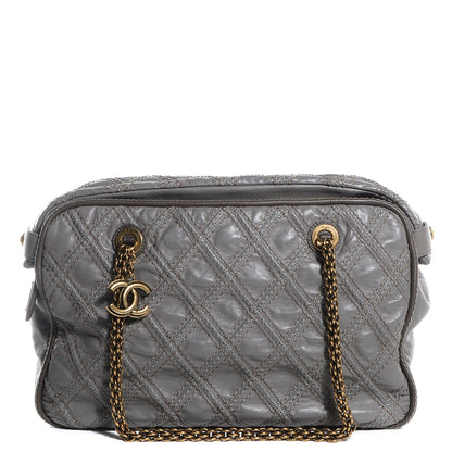 Chanel Calfskin Quilted Stitch Triptych Tote Grey 1 of 7