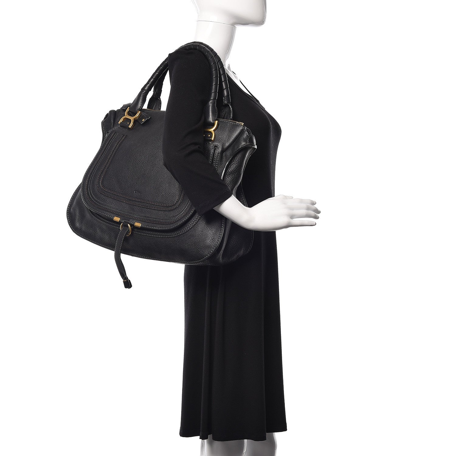 Chloe Calfskin Large Marcie Satchel Black 2 of 14