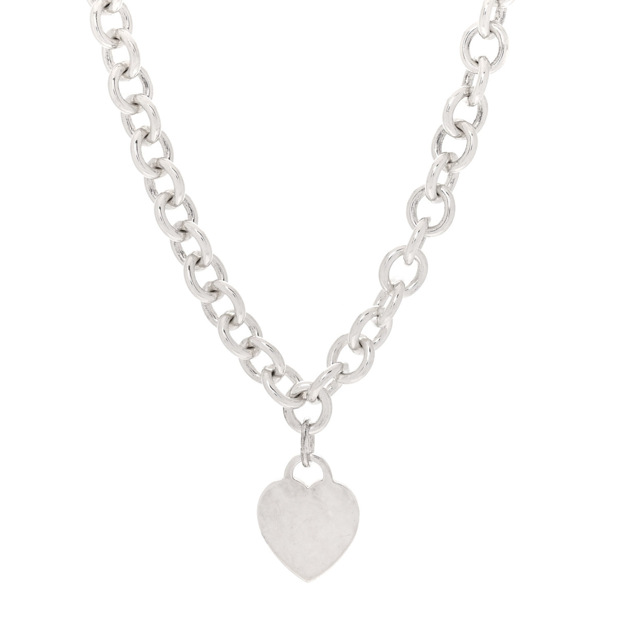 Sterling Silver Heart Tag Necklace