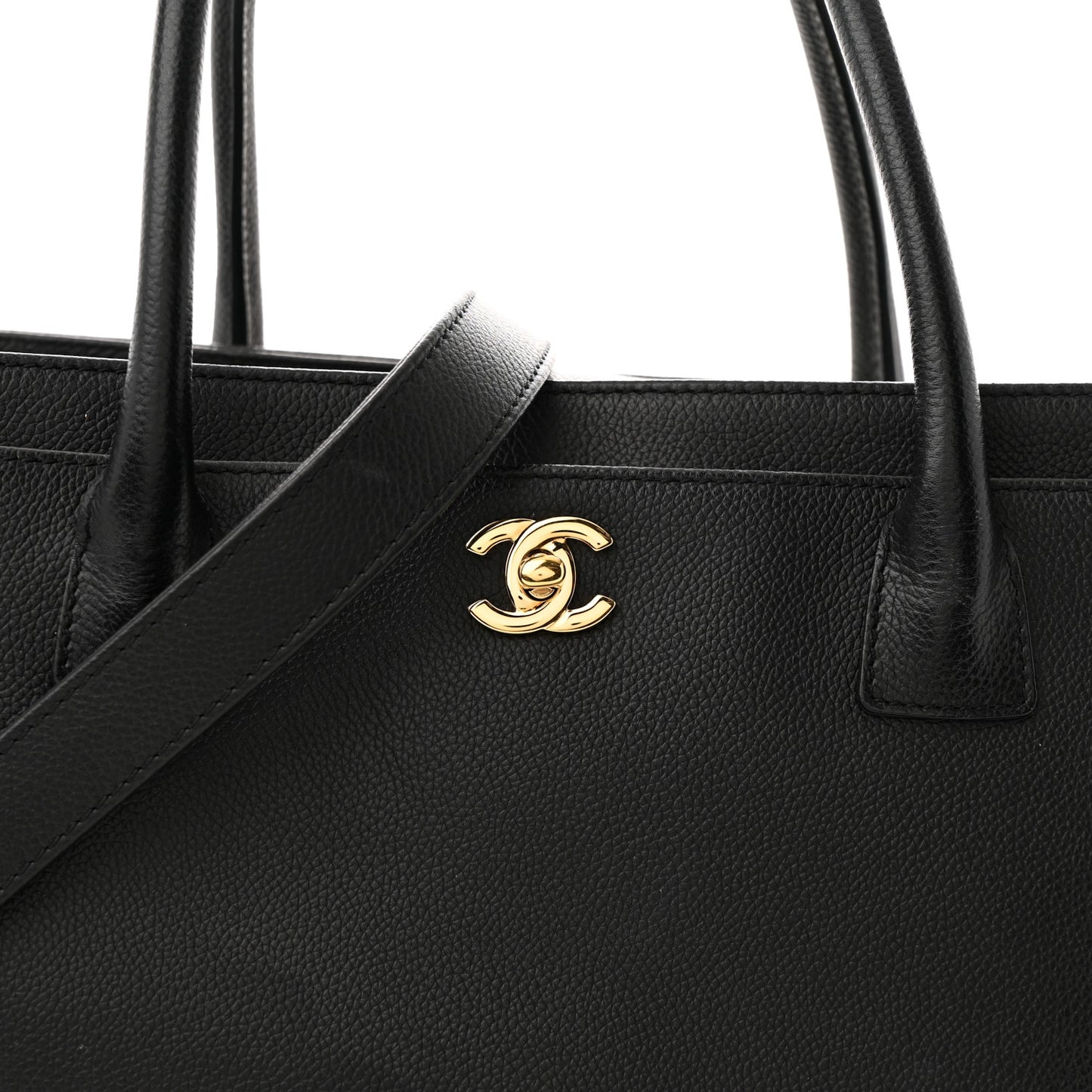 Calfskin Cerf Executive Shopper Tote Black
