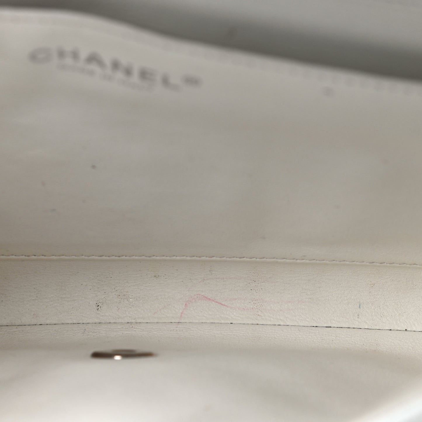 Caviar Quilted Clutch With Chain Flap White