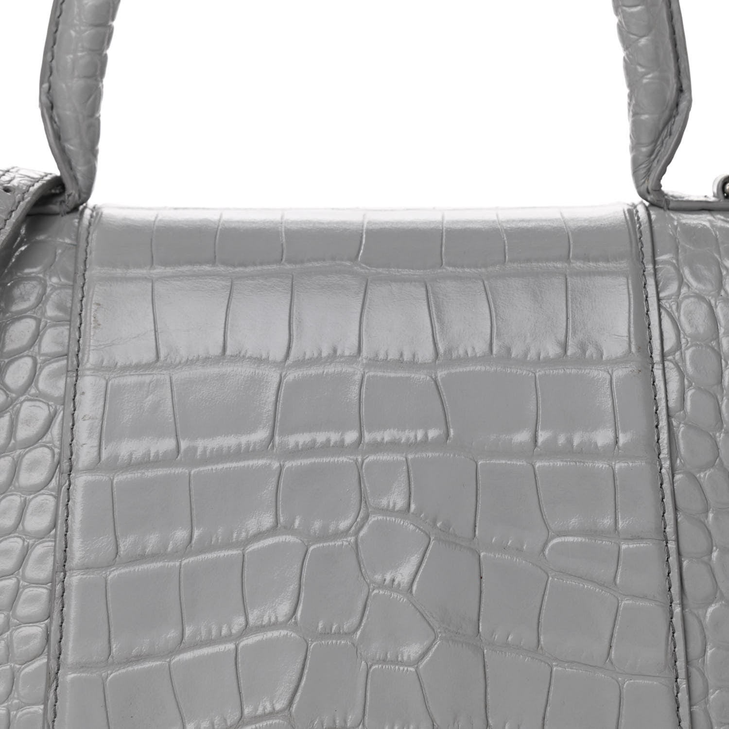 Balenciaga Shiny Calfskin Crocodile Embossed Medium Hourglass Top Handle Bag Balenciaga Grey 7 of 17