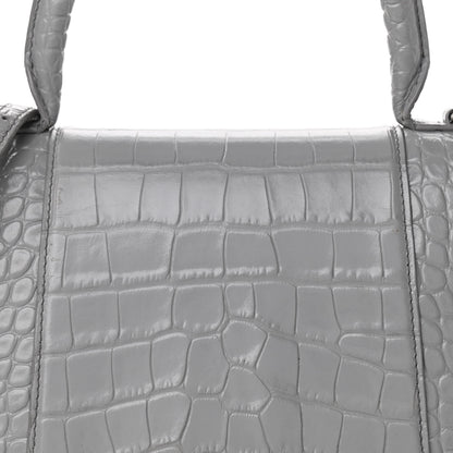 Balenciaga Shiny Calfskin Crocodile Embossed Medium Hourglass Top Handle Bag Balenciaga Grey 7 of 17